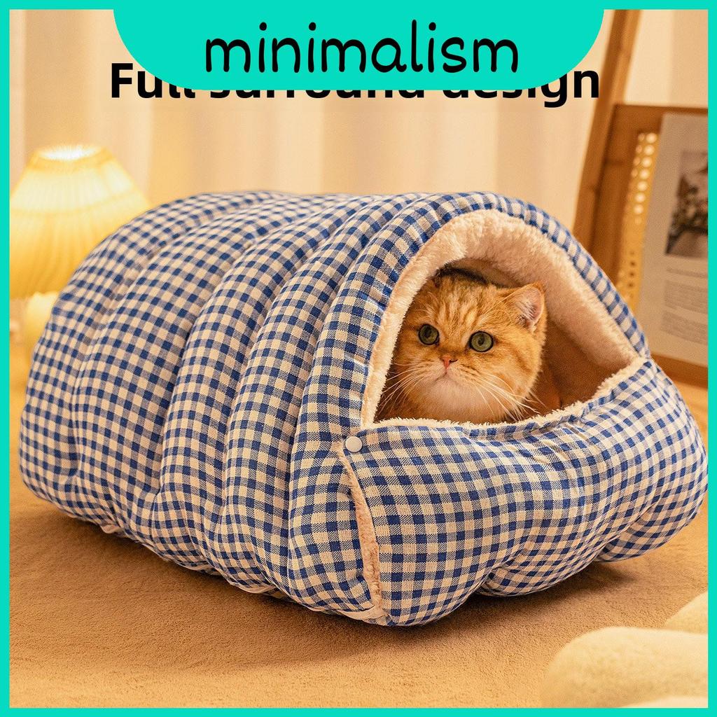 Cocoon Pet Check màu cam trắng với cách nhiệt dày cho mèo ngủ mùa đông để thoải mái