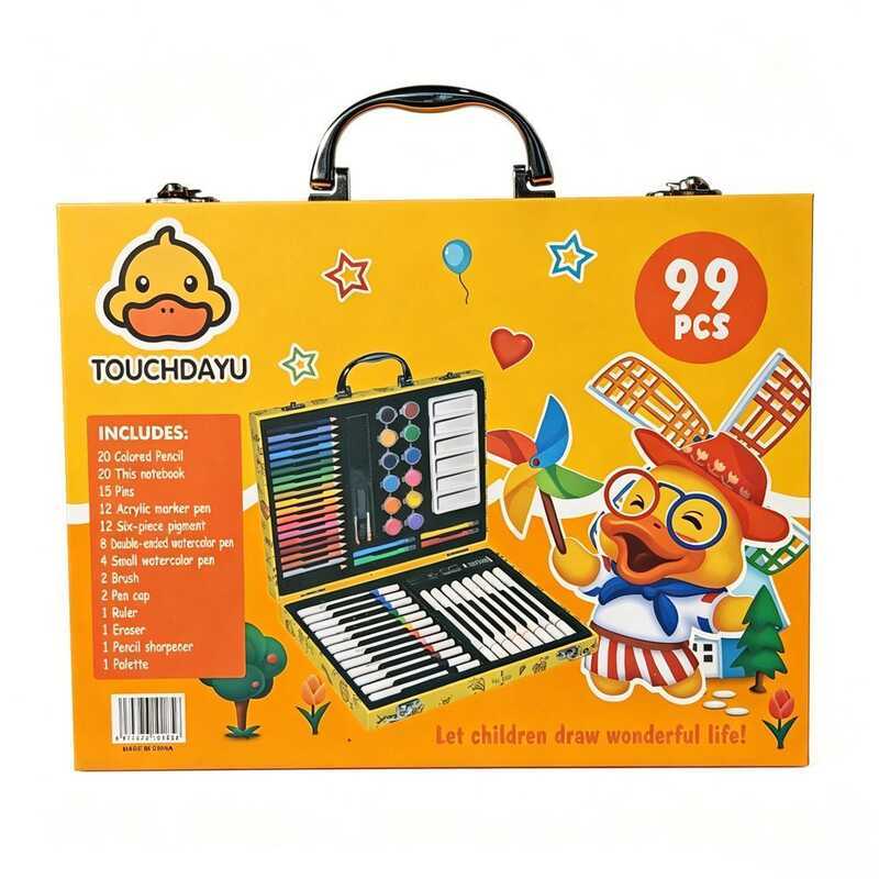 tranh Vịt Vàng Nhỏ 67 món, Hộp quà văn phòng phẩm cao cấp, Bộ bút nước nhiều màu sắc em, Dụng cụ mỹ 