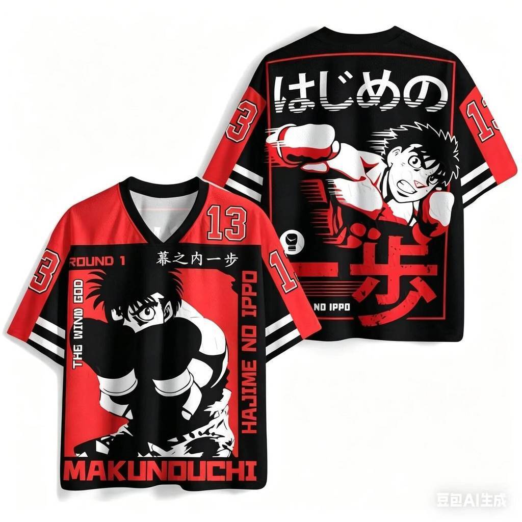 Nam Mới Makunouchi Ippo Boxing Họa Tiết 3D Trẻ Em Cổ Tròn Tay Ngắn Hajime No Ippo Fengshen Anime Thư