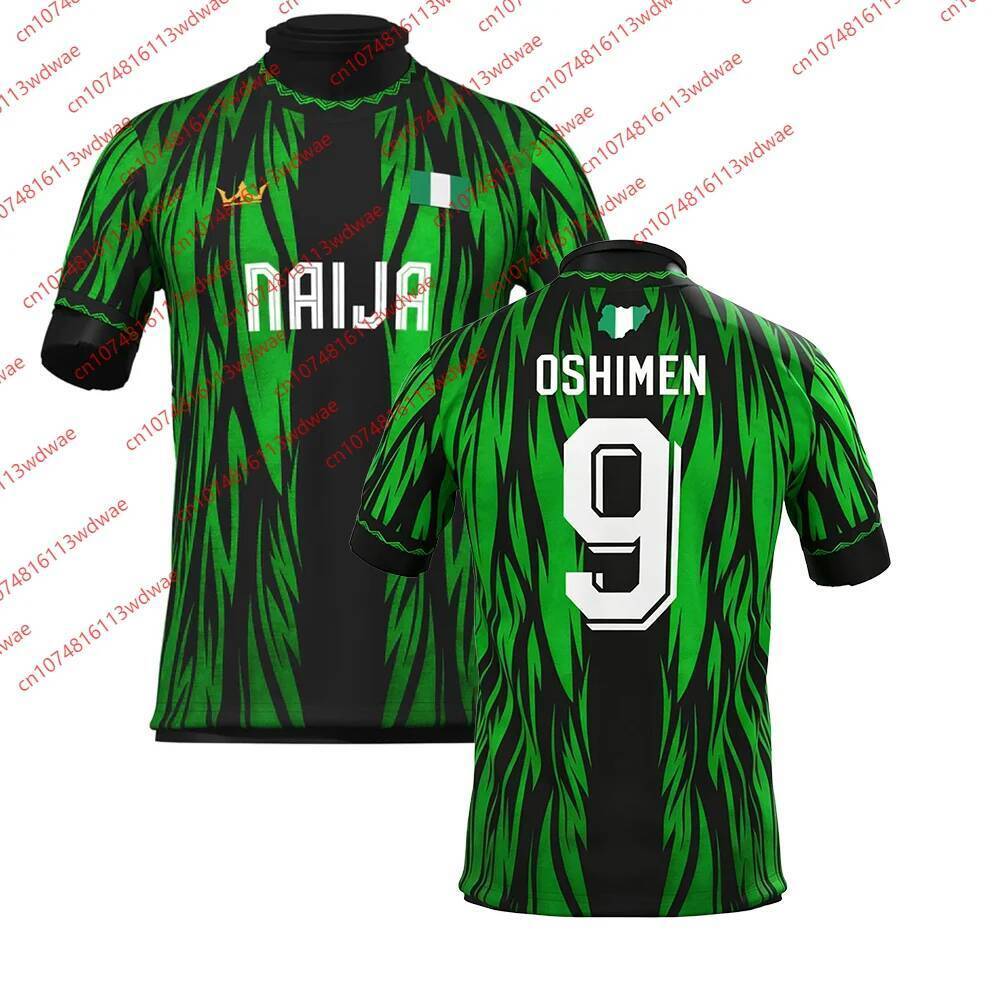 Quần áo phong cách Nigeria Áo bóng đá khô nhanh Osimhen 9 Jersey Áo bóng đá ngoài trời Áo thể thao P