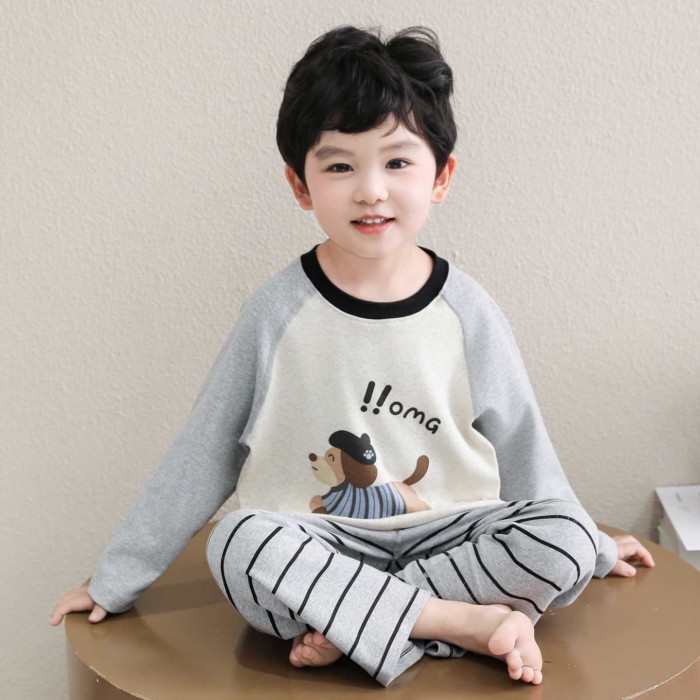 Boys Pajamas, Home Clothes, Seasonal New Children's Long-sleeved Trousers, Raglan Two-piece Suit