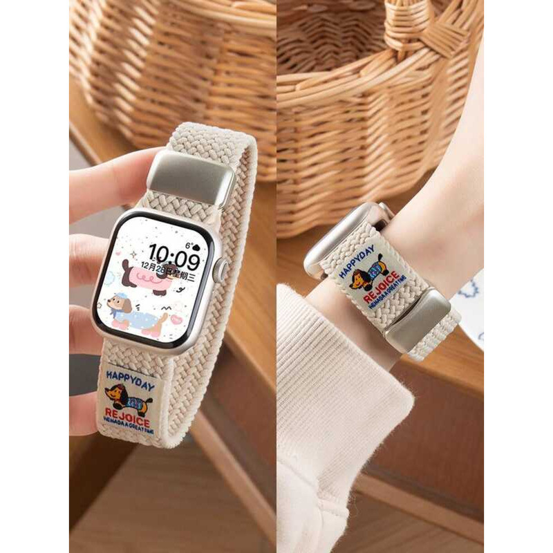 Trang phục Craftsman Thích hợp cho iwatch10 Apple Watch S10 Dây đeo watch9 Dachshund Thêu Đan S9 Mùa