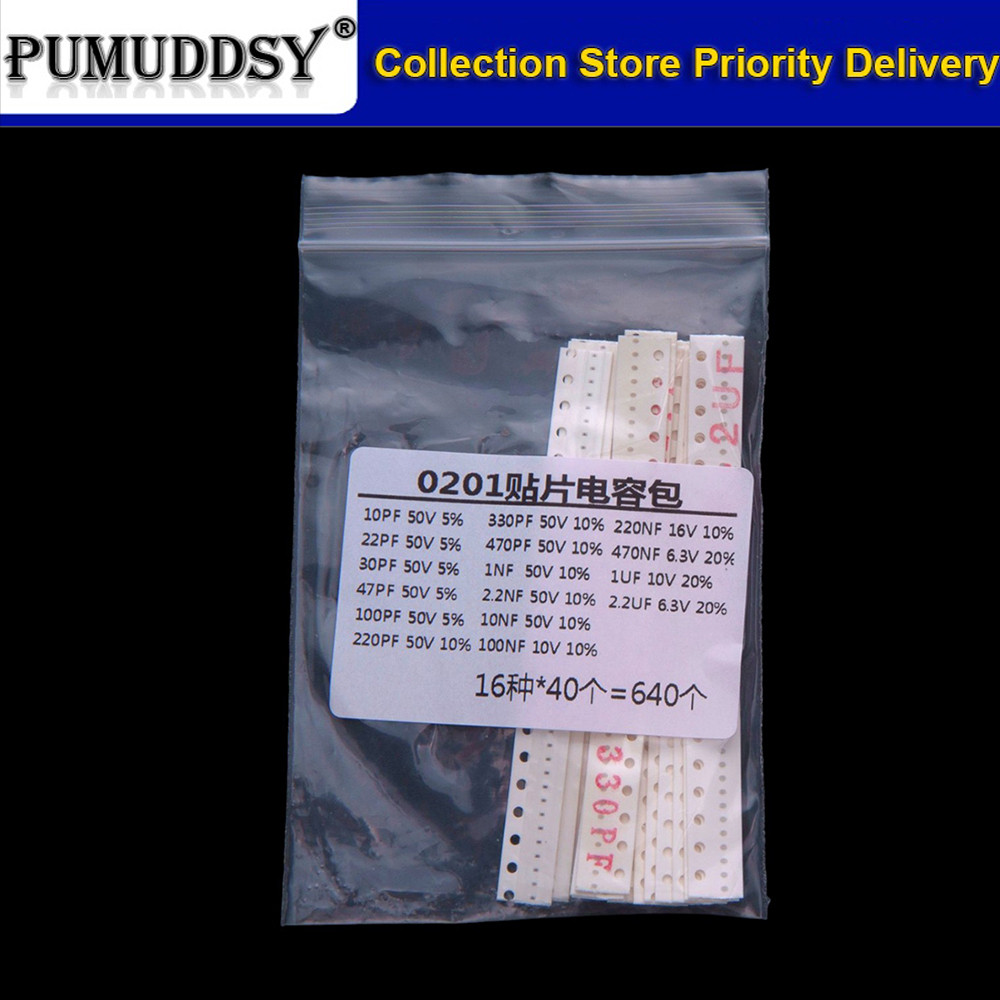 16Vua Mỗi 40 Chiếc 0201 0402 Tụ Điện smd Bộ 1pf 1uf 10uf 100NF 2.2UF 220PF 47PF