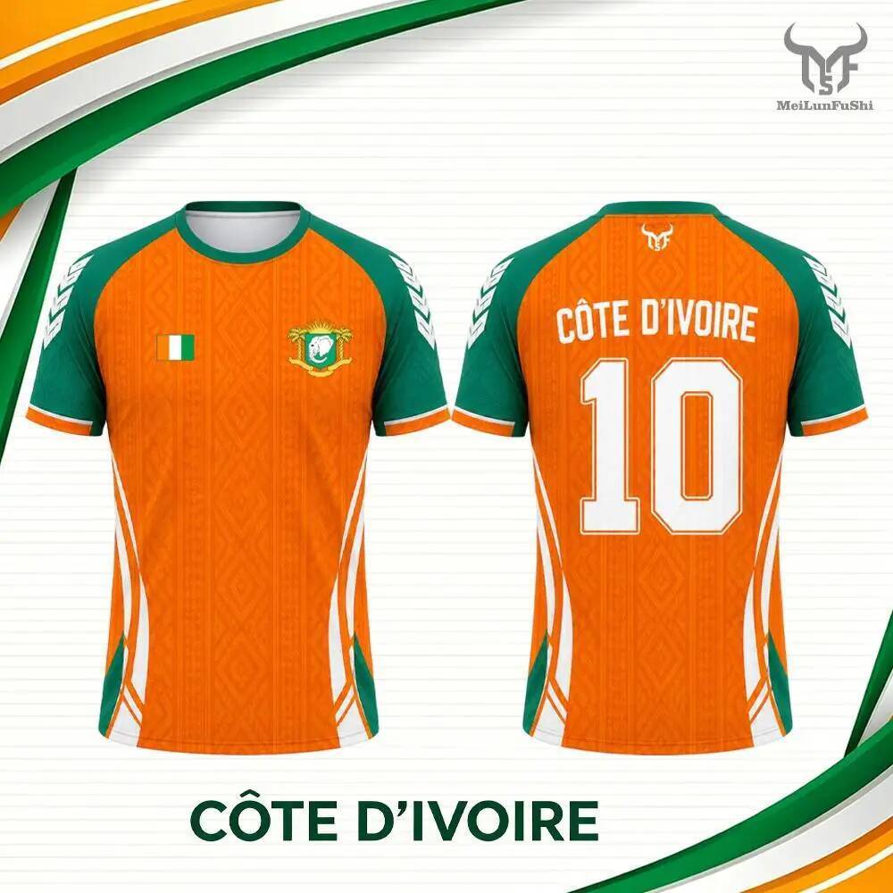 2026 Mới Cote D 'Ivoire Cờ In Jersey Áo Thun Thoáng Khí Thể Thao Ngoài Trời Bóng Đá Tee Nam Nữ Đồng 