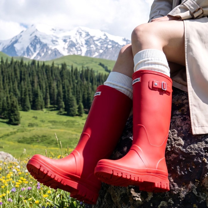 Adults New Fashion High-top Waterproof Shoes Rain Boots Women's Laundry Work Rubber Shoes Thicke