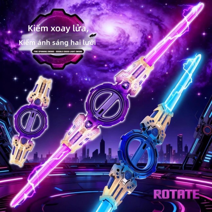 Hai Đầu Thanh Kiếm Laser Xoay Lửa Quay Laser Thanh Kiếm Kính Thiên Văn Mang Hiệu Ứng Âm Thanh Bé Tr