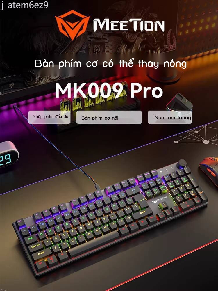 [GIÁ SỈ]  Bàn phím cơ chơi game nổi MEETION MK009pro tùy chỉnh, kim loại, RGB, switch đỏ, macro