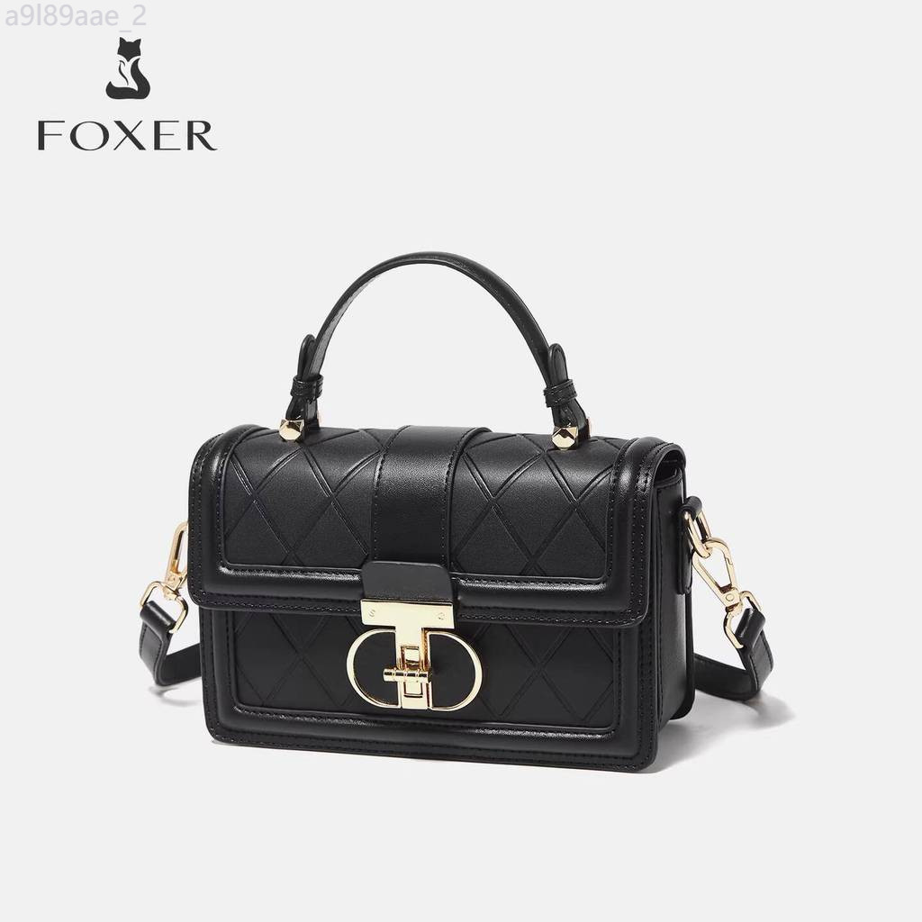 ( Sẵn) Túi xách nữ FOXER da thật 2026, chéo đa năng và thanh lịch, đeo vai 2025, túi vuông nhỏ.