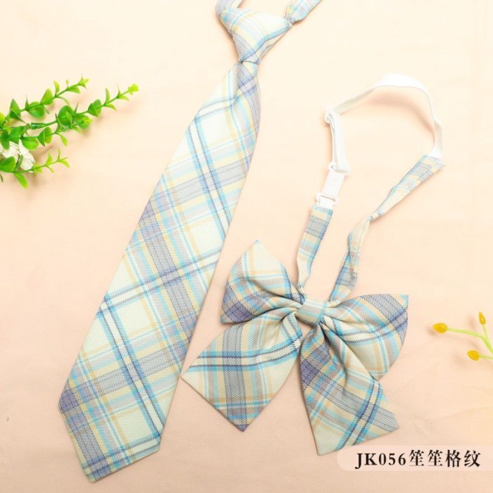 Outfit JK Style Preppy kẻ sọc + cà vạt hoa, phù hợp phong cách học đường Hàn Quốc JK056 Shengsheng