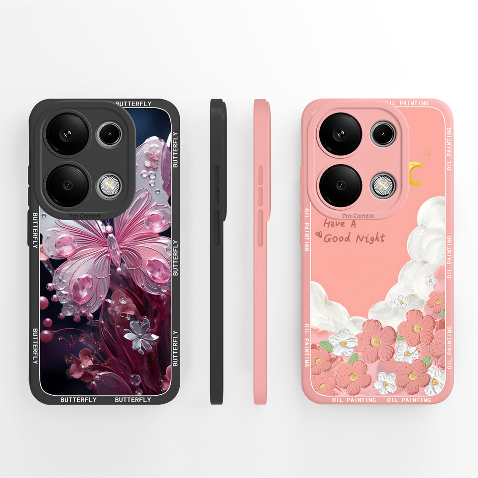 Ốp Lưng Cho Poco M6 M6 Pro M6 Plus Brilliant Butterfly Cloud Liquid Chống Sốc Chống Rơi Vỏ Chất Lượn