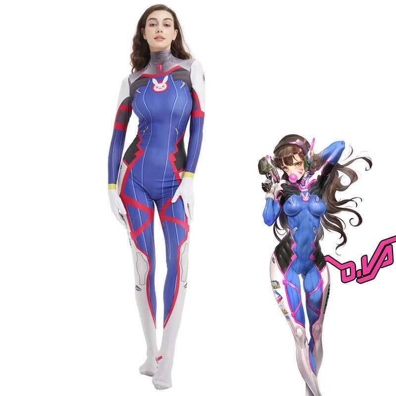Amazon Supply 3D In Hình Lycra Trang Phục cosplay Overwatch DVA Anime Trang Phục Quần