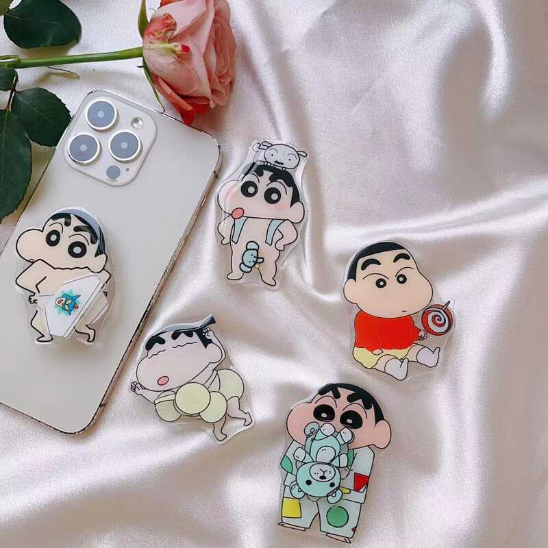 Vui Vẻ Dễ Thương Shin-Chan Túi Khí Hoạt Hình Crayon Shin-Chan Hai Lớp Xoay Acrylic Giá Đỡ Điện Thoại
