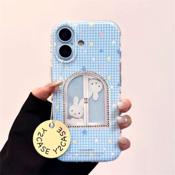 Kẻ Sọc Ngôi Sao Cửa Sổ Miffy Thỏ Thích Hợp Cho ihone17promax Apple 16pro Vỏ Điện Thoại 15