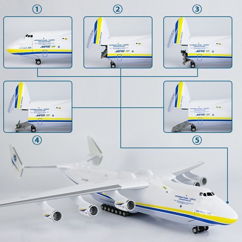 Mô phỏng vận tải AN-225 tỷ lệ 1:200, mô hình máy bay AN225 làm quà tặng, vật phẩm trưng bày tĩnh.