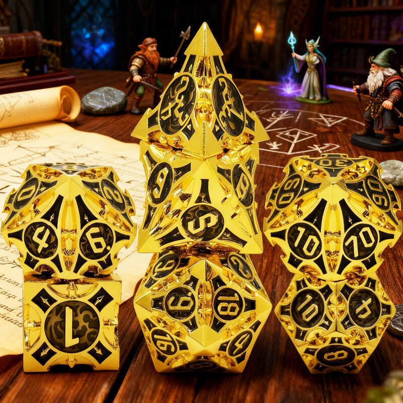Solid Metal DND Game Dice RPG Cthulhu coc Dungeon and Dragon Dice D20 Sàng nhiều mặt