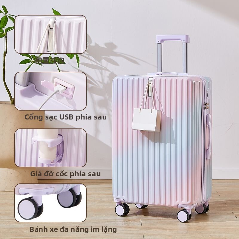 nữ 20inch xách tay có tính thẩm mỹ cao, vali kéo màu gradient Nhật Bản và Hàn Quốc 26inch Vali du lị