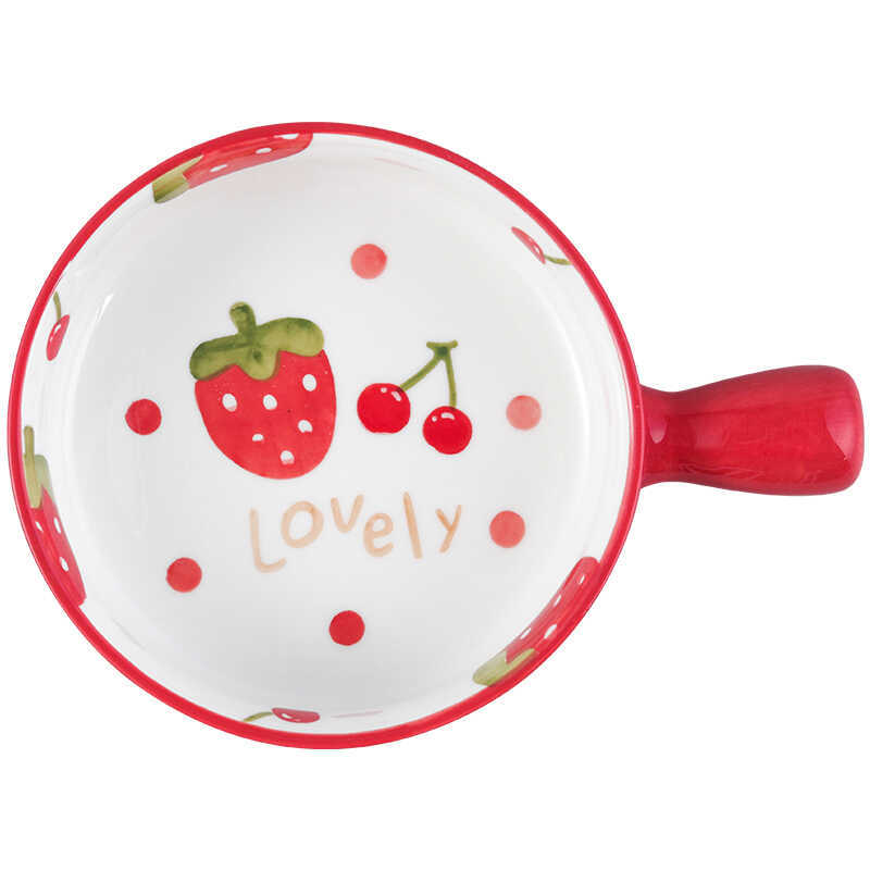 Gốm Tay Cầm Bát Hộ Gia Đình 2025 Trái Cây Nướng Bát Đĩa Ăn Sáng Salad Ăn Liền Bát Bộ Đồ Ăn Đơn