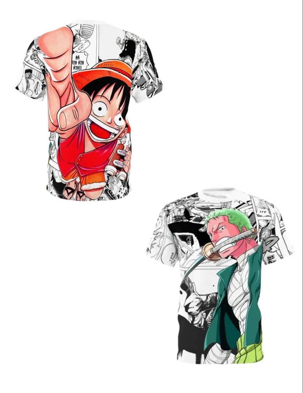 .Áo thun 3D phong cách Manga One Piece mới nhất có phong cách ba thanh kiếm của Zoro và cử chỉ tay n