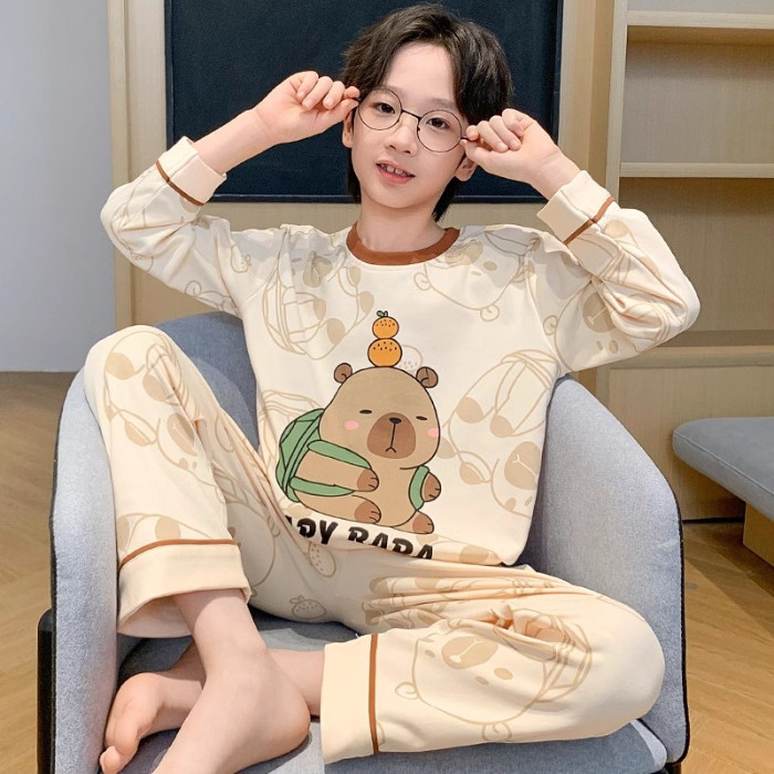 2026 New Year Edition Bulk Discount Pajamas Child Long Sleeve Round-Neck Nightdress Adorable Boy's o