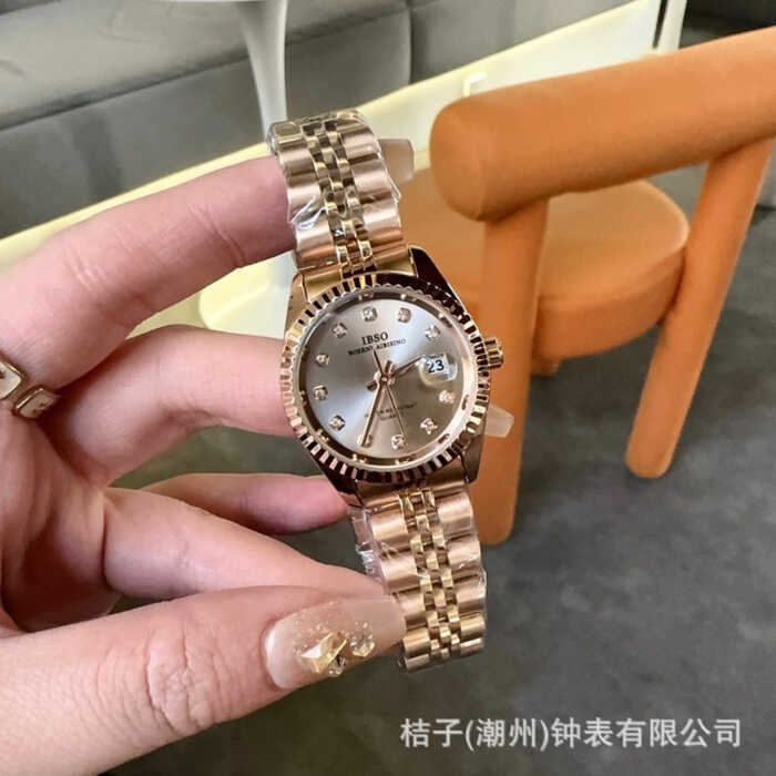 Nhà sản xuất Cung cấp Đồng hồ nữ dây thép IBSO IBSO 1172 đính kim cương với lịch Mặt số nhỏ xuyên bi