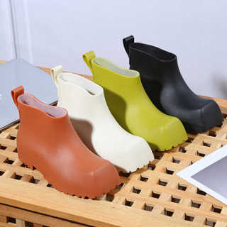 Giày Đi Mưa Mũi Vuông Nữ Mùa Hè Phiên Bản Hàn Quốc Giày Nước Chống Thấm Nước Chống Trơn Trượt Giày Cao Su Thời Trang Bên Ngoài Mặc Ống Ngắn Giày Đi Mưa