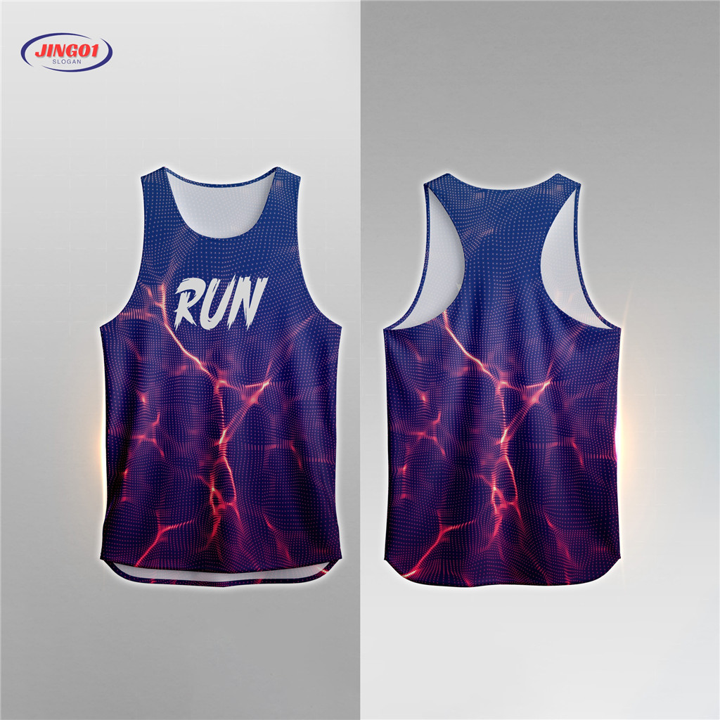 Lightning "RUN" Running Singlet, Áo thể thao thoáng khí nhanh khô
