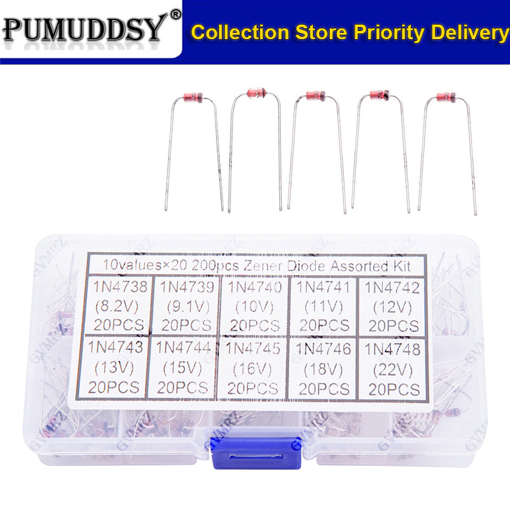 10Values * 20 CÁI 8.2V ~ 22V Zener Diode Assortment diy kit Bộ điện tử 8.2V 9.1V 10V 11V 12V 13V 15V