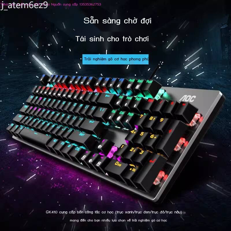 [VIP] Bàn AOC GK410, game, xanh, đen, nâu, switch đỏ, bàn phím cơ máy tính chơi game