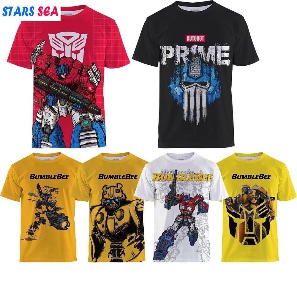Transformers Cho Nam Áo Thun Anime Áo 3d In Top Trắng Đen