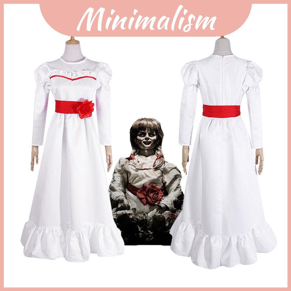 Annabelle Whimsical Búp bê kinh dị Váy trắng đẹp lạ mắt cho các sự kiện Halloween