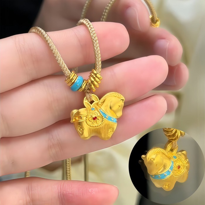 Mạ tinh xảo màu 18k Ngựa Cung Hoàng Đạo Dây Vòng Cổ Năm Cung Hoàng Đạo Pony Áo Len Retro Tinh Tế và