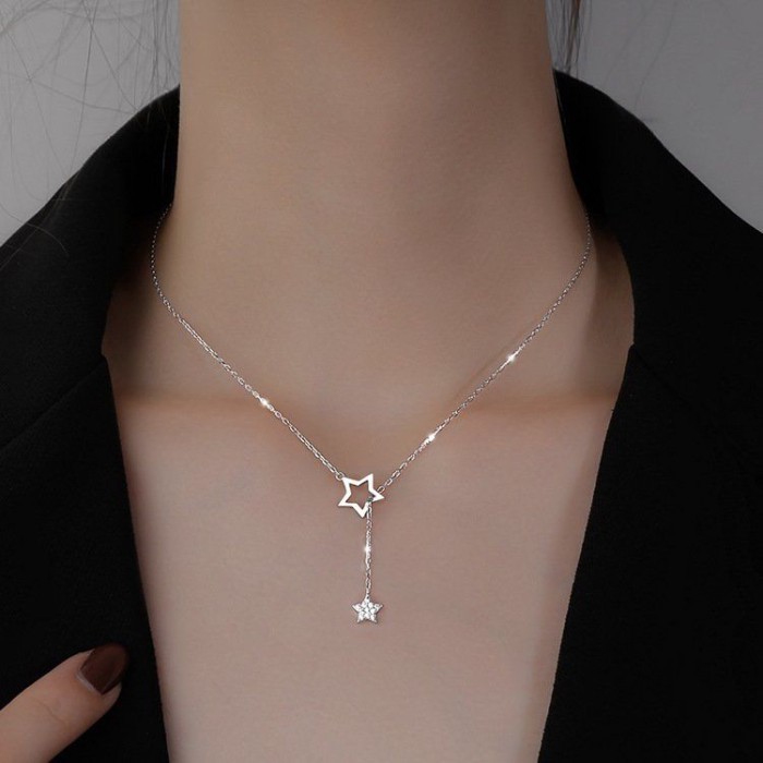 [MUA] Bán chạy Vòng cổ bạc 925 Vòng cổ ngôi sao Phong cách mới Vòng cổ tua rua Vòng cổ bạc