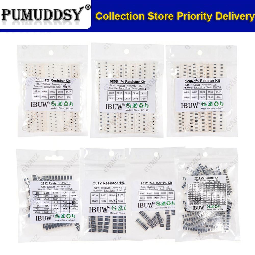 0101 0402 0603 0805 1206 1% 5% Bộ điện trở SMD Các loại 1R-1M 10K 100K 1K 100R Bộ điện trở DIY