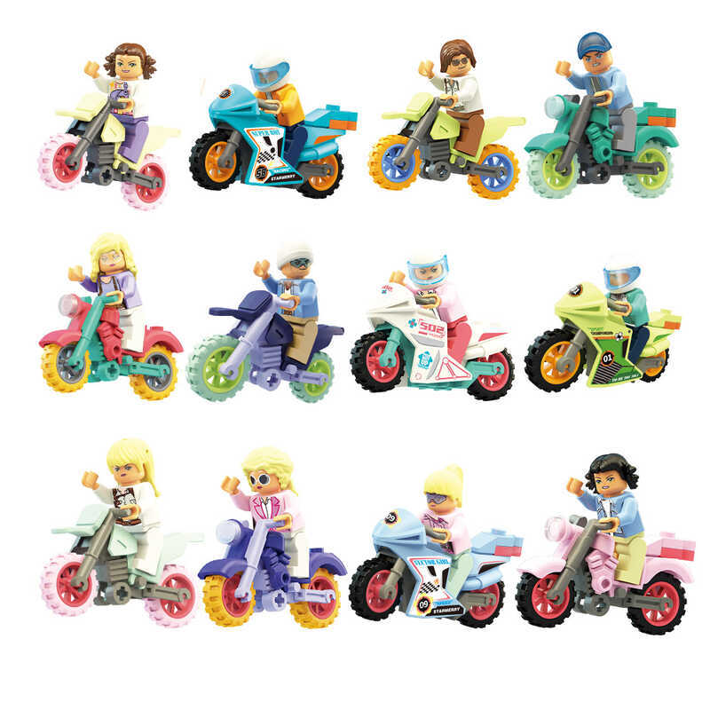 Khối Xây Dựng Đồ Chơi Trẻ Em Tương Thích Với Lego Các Hạt Nhỏ Giáo Dục Hội Bé Gái Xe Máy Câu Lạc Bộ 