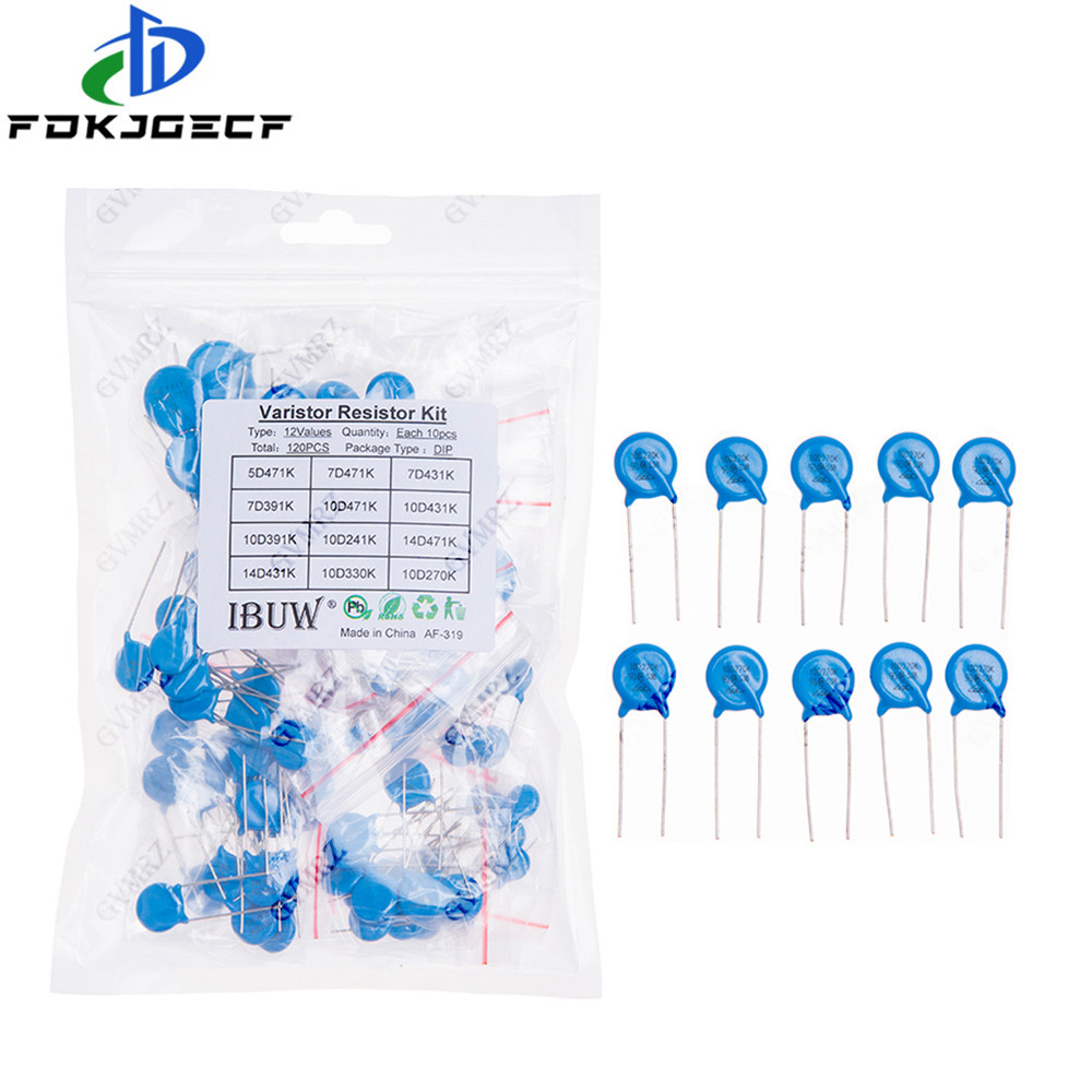 120 CÁI 12Values Bộ Điện Trở Biến Thể 5D471K 7D471K, v.v. Gói DIP cho các dự án chống sét
