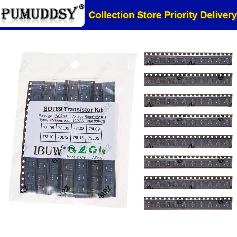 80 CHIẾC 8Values SOT89 Bộ Transistor (78L05 / 78L06 / 78L12, v.v.) Bộ điều chỉnh điện áp cho dự án n