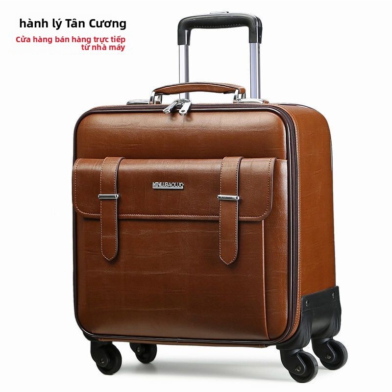 Vali kéo thật có bánh xe đa năng, du lịch bò 16inch xách tay công tác 20inch 22inch vali da 24