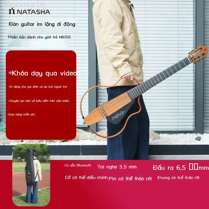 [Mẫu mới] Guitar điện cổ điển nylon im lặng di động Nataša NBSG Youth Edition Mahogany 39inch