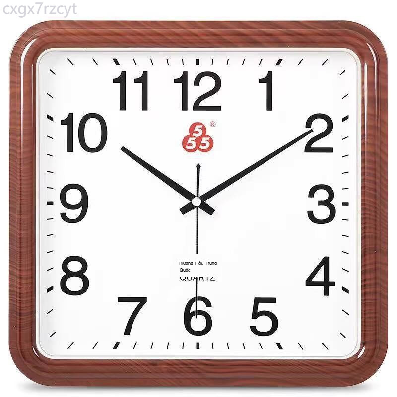 [HÀNG MỚI VỀ] Đồng thạch anh Thượng Hải 555, phòng khách, đồng hồ vuông đơn giản, treo tường thời