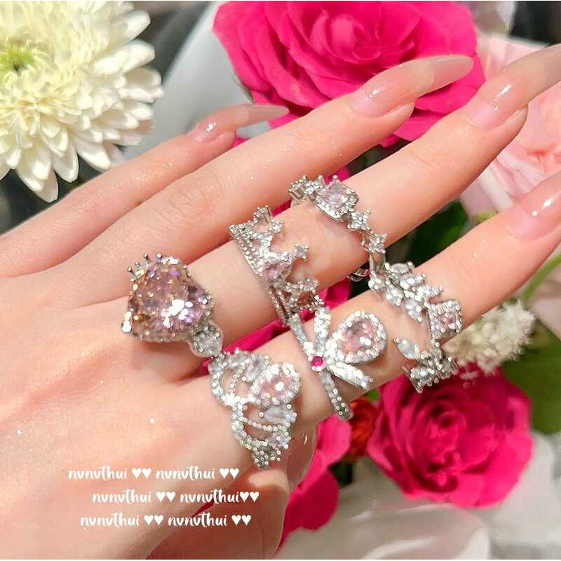 Nhẫn đá quý Paracha Crown mạ vàng 18K, thiết kế nơ sang trọng cho nữ hoàng