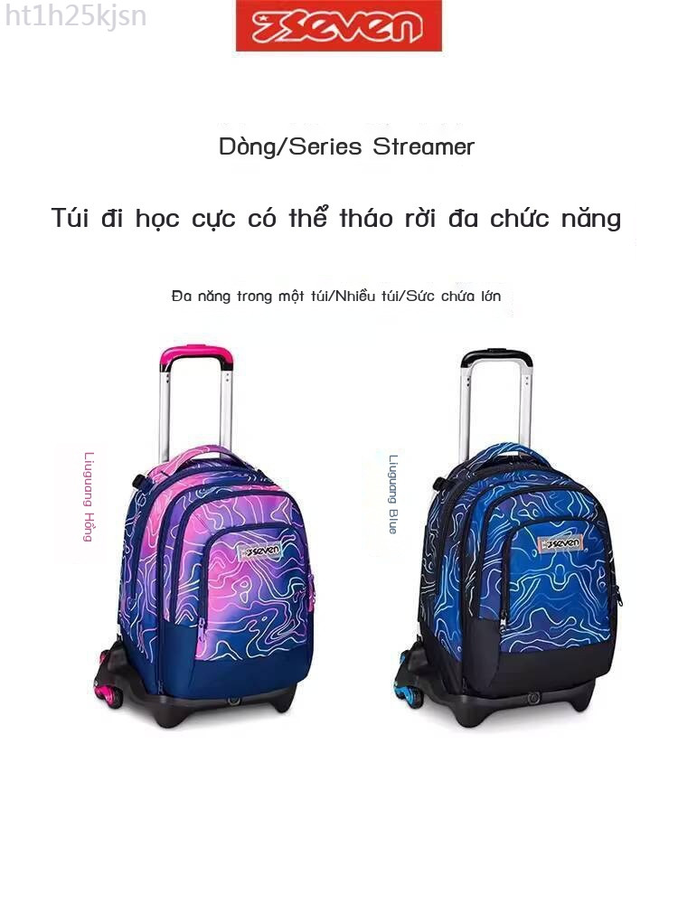 [GIÁ TỐT CHỌN MẪU] Ba lô xe Italy 7seven Flowlight Series với 6 bánh xe, khả năng leo cầu thang, du