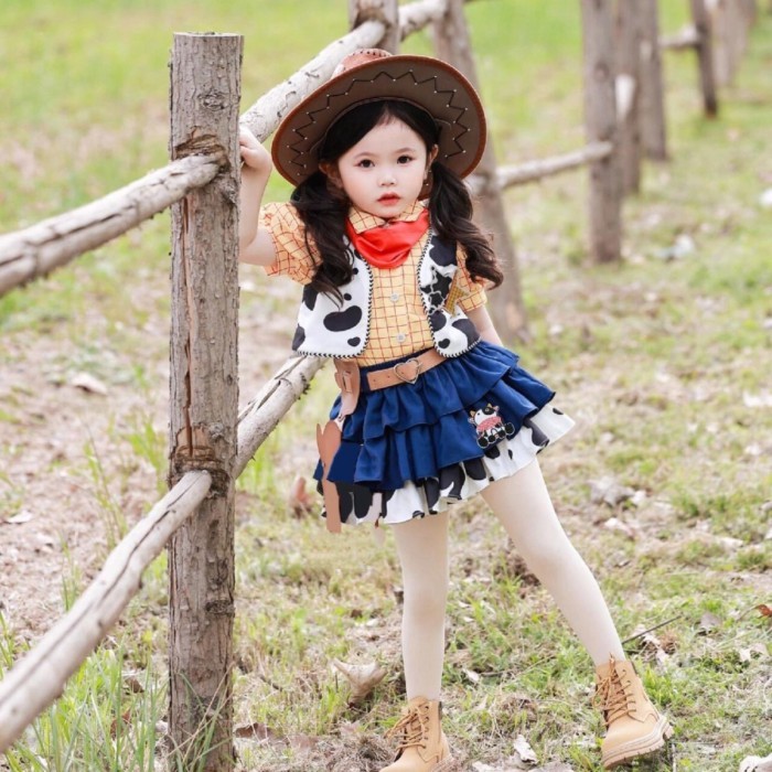 Bé Gái Woody Tracey Váy Trẻ Em Disney Gothic Váy Công Chúa Câu Chuyện Đồ Chơi Denim Cos Trang Phục