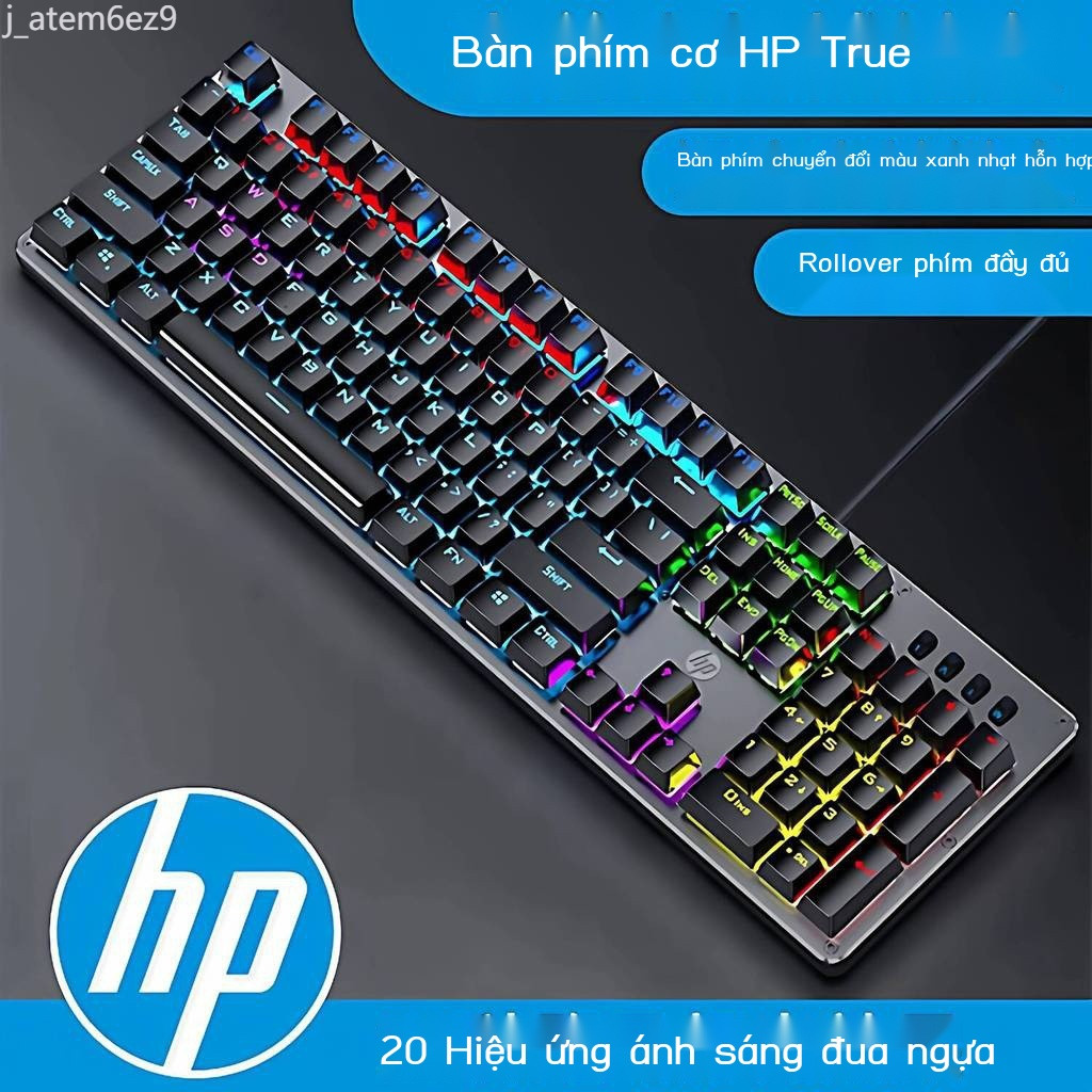 [ Siêu Tiết kiệm] Bàn phím cơ học có dây HP GK100F, switch xanh nhạt hỗn hợp, chơi game không bị tr
