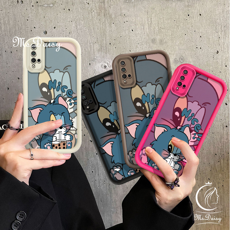 Phim hoạt hình dễ thương Tom Cat Drink Milk Tea Phone Case cho Huawei P30 Pro P40 Lite / Nova 7i 6SE