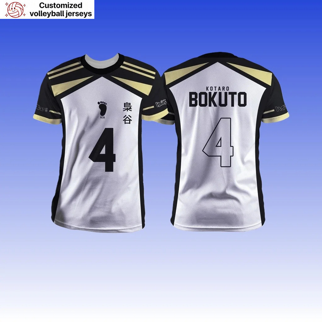 Áo bóng chuyền Anime Haikyuu, màu trắng đen vàng, nhân vật Bokuto Kotaro