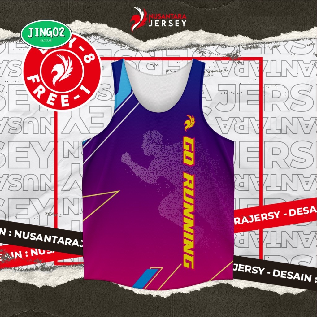 Jersey Singlet Chạy Bộ Tùy Chỉnh In Đầy Đủ - Màu Tím Series Running