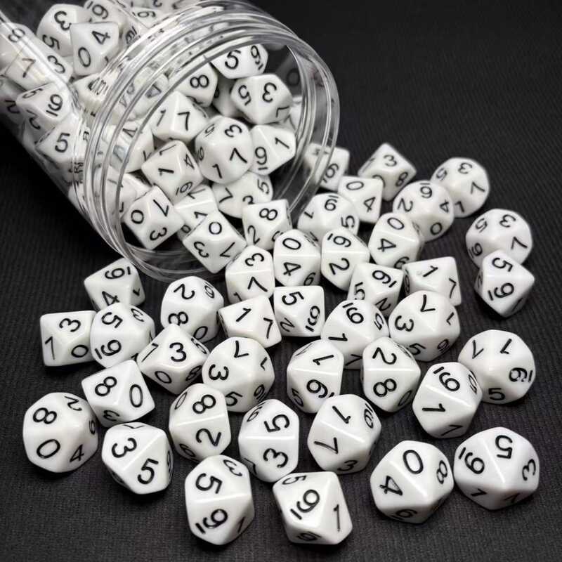 0-9 Digital DND Pitcher Running Team Game Giảng dạy d10 Board Game 10 mặt COC Bàn cờ xúc xắc trắng