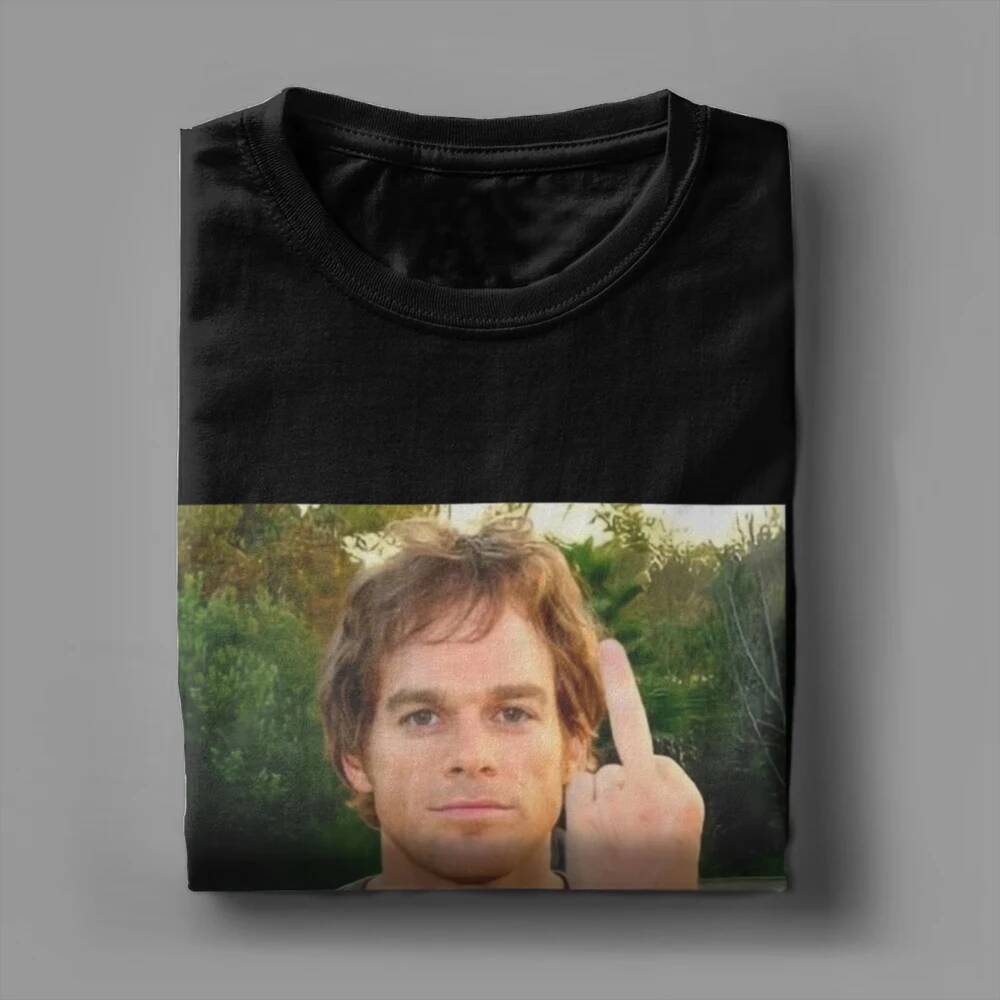 Nam Nữ Áo Thun Cotton Hình Dexter Morgan Flipping Off, Tay Ngắn, Cổ Tròn, Plus Size