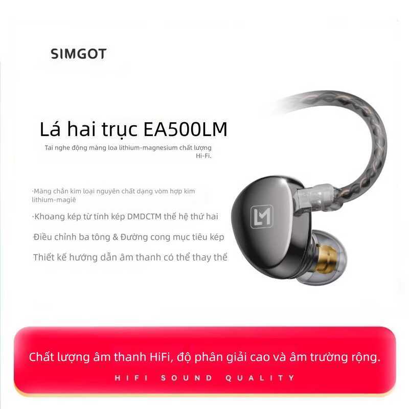 Tai nghe SIMGOT EA500 LM màng loa động, nam châm kép - Hàng mới 100% - BH12