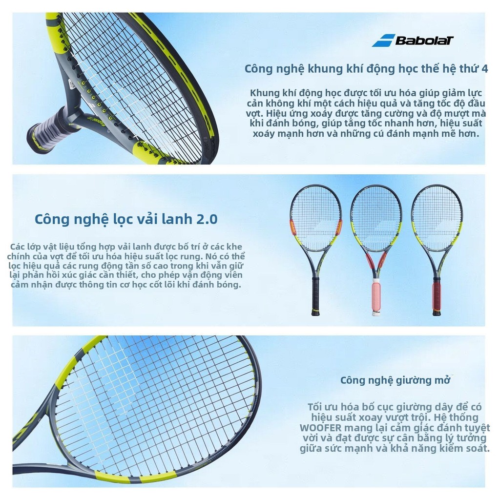Vợt tennis Babolat Alcaraz 26 model PA full carbon, sản phẩm chính hãng chuyên nghiệp dành cho người